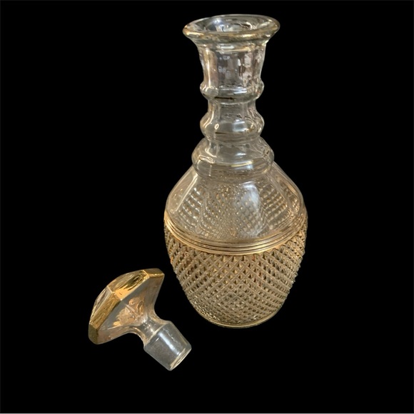 Vintage Mid Century Modern Imperial Cambridge Glass Mt Vernon Decanter Gold MCM
